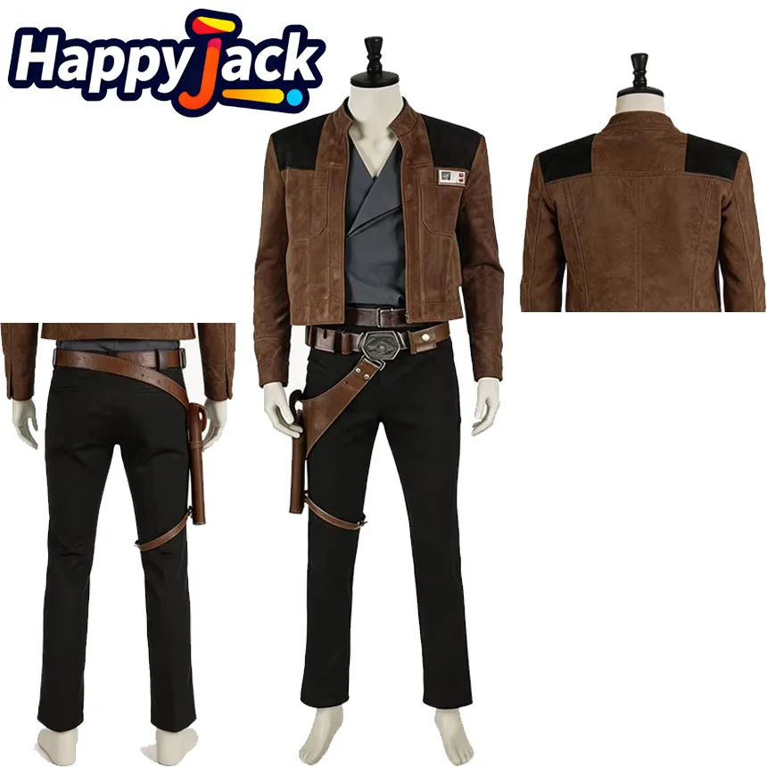 Disfraz de Han Solo para Cosplay, Traje de Película de Batalla Espacial, Fantasía, para Hombre Adulto, Conjunto de Top, Pantalones y Chaqueta, Disfraz para Halloween, Carnaval, Fiesta