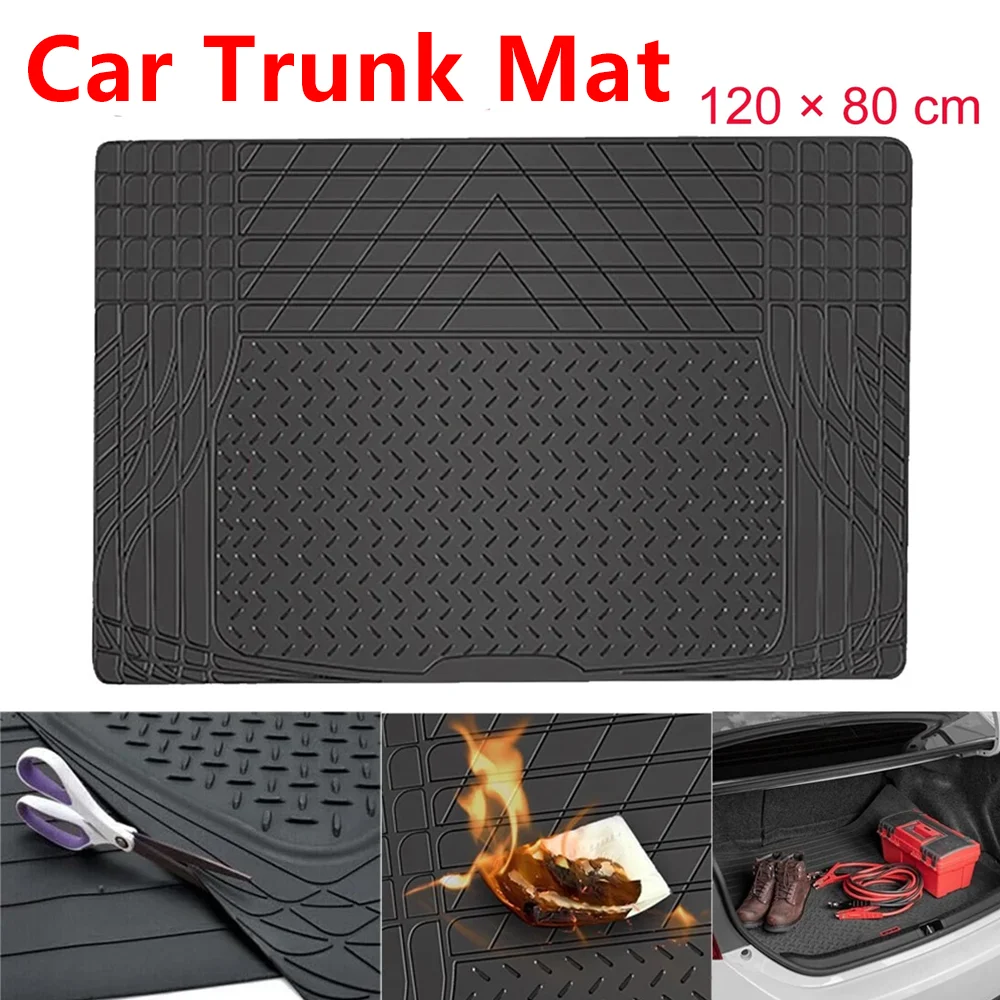 

1PC Rubber Car Trunk Mat Croppable 120X85CM Waterproof Cargo Liner Non-Slip Anti Scratch Cushion Universal For Trunk Protection