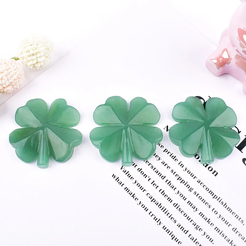 1PC Natural Crystal Stone Aventurine lucky Four Leaf Clover Decoration Reiki Ore Mineral Crafts Healing Home Decor DIY Gift