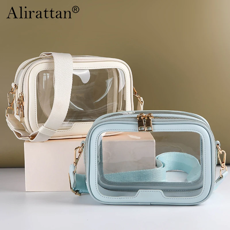 Alirattan 2025 New Transparent Crossbody Bag Fashionable Makeup Bag Women's Cross-Border Shoulder Bag