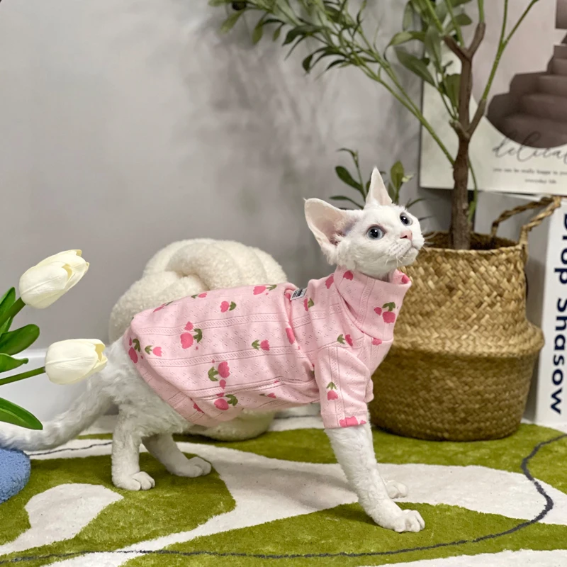 Nieuwe Hairless Cat Trui Comfortabele Sphynx Kleding Zachte Baby Katoenen Jas Voor Devon Rex Met Coltrui Sping Huisdier Kat Doek