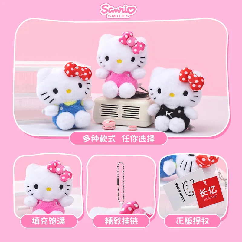 Genuine Sanrio Hello Kitty Cute Girl Keychain Car School bag Pendant Kids Plush Toys Keyring Plushier Birthday Thanksgiving Gift