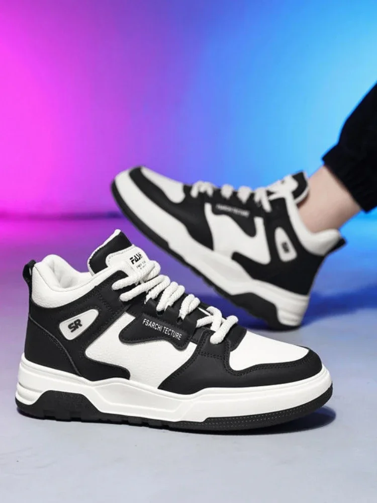 

Весна-лето 2024, Новое поступление, высокие мужские туфли для скейтборда, цветные блоки, повседневные, противоскользящие, увеличивающие рост, студенческие виды спорта