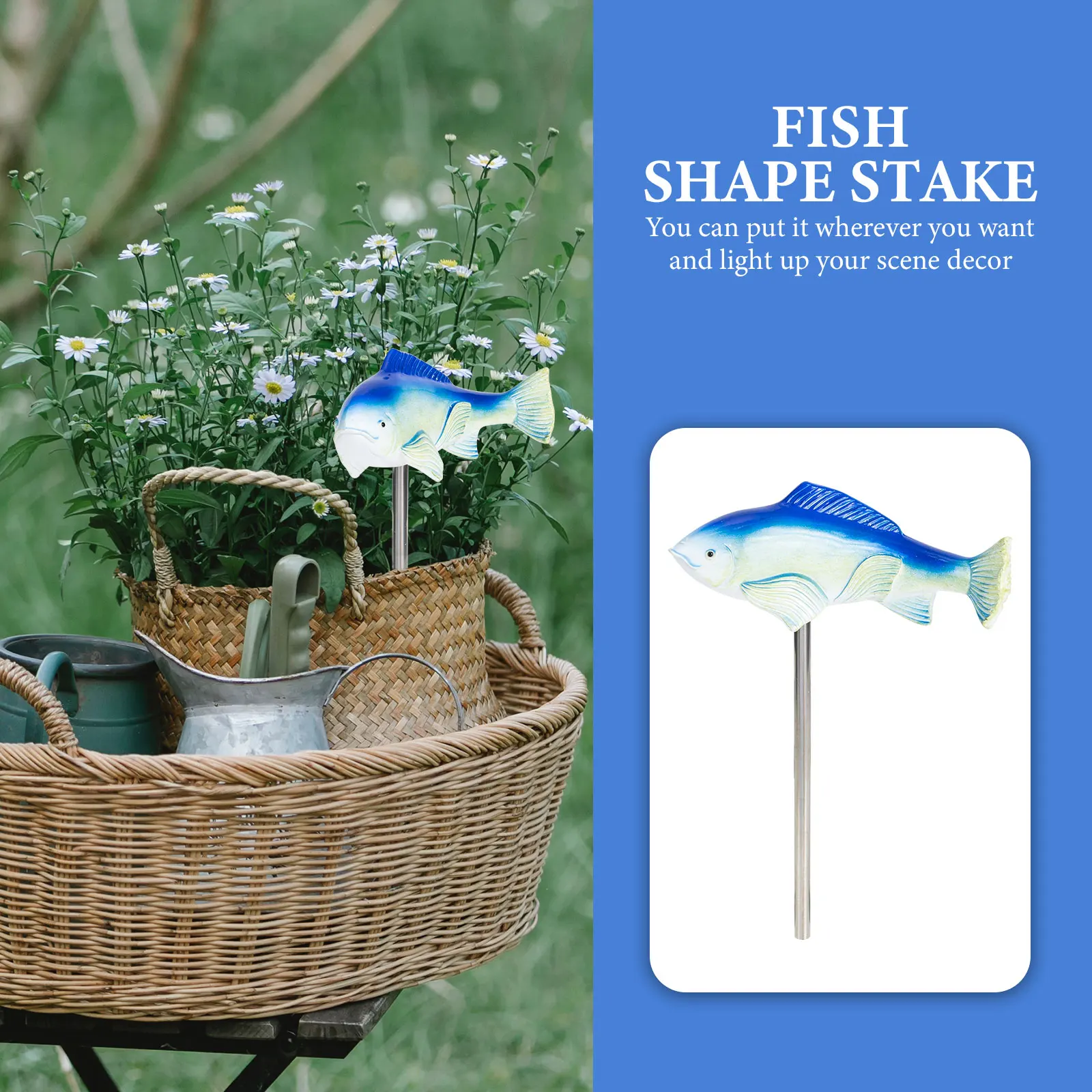 

Koi Fish Resin Sculpture Blue Color Decorative Garden nament Outdoor Yard Statue Durable Practical Home Bonsai Gardening