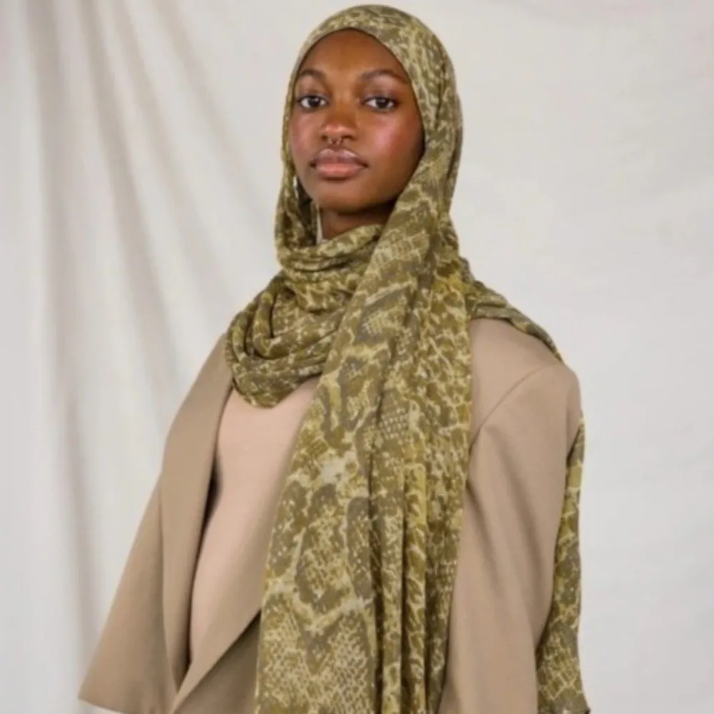 Fashion Animal Print Hijab Scarf Long Modal Islamic Turban All-march Wide Edge Wraps Shawl Party