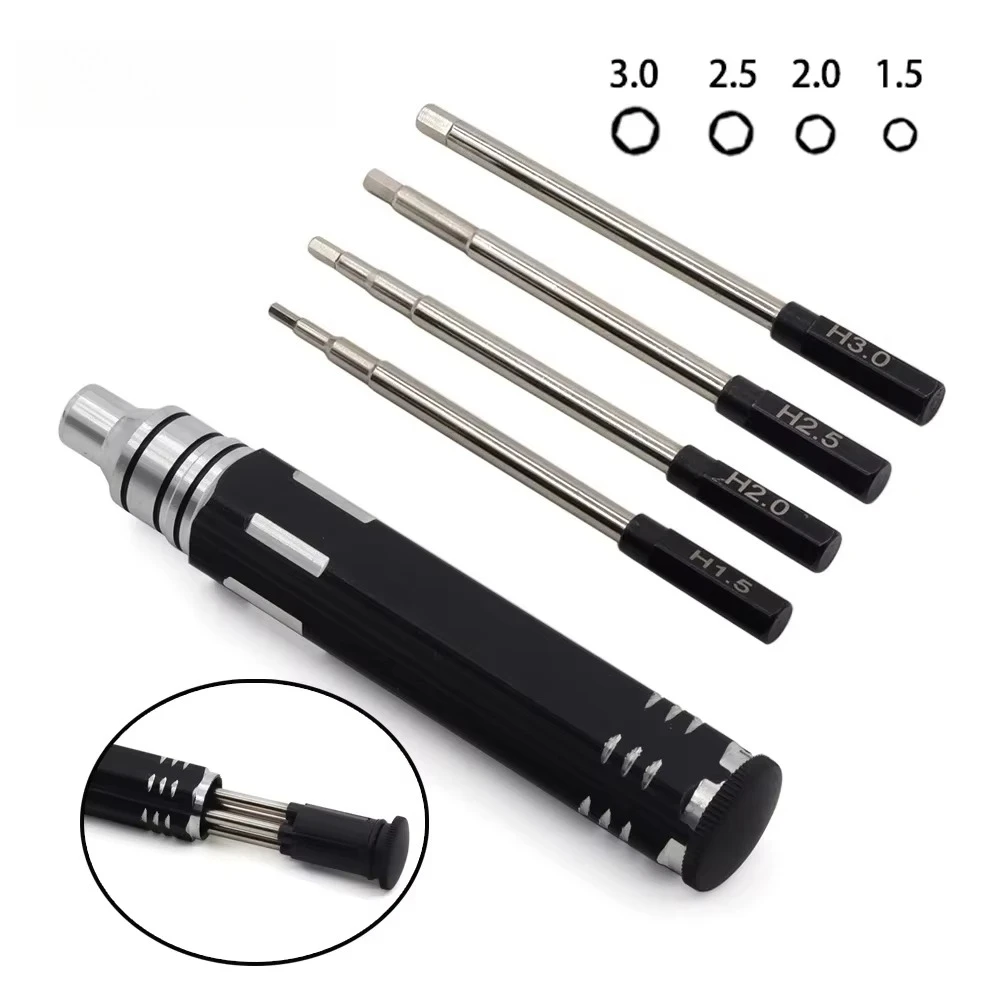 Portable 4 in 1 Anti-skidding Hexagon Screwdriver Quick Change Loosening Allen Key Hex High Speed Steel Screws Wrench Tool
