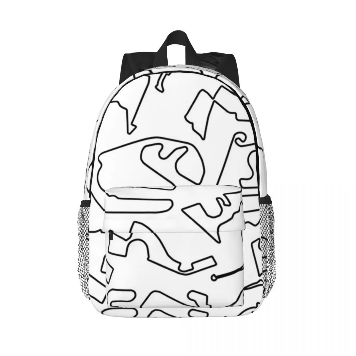 Formula One Circuits Outline - White Backpacks Boys Girls Bookbag Fashion Children School Bags Travel Rucksack Shoulder Bag