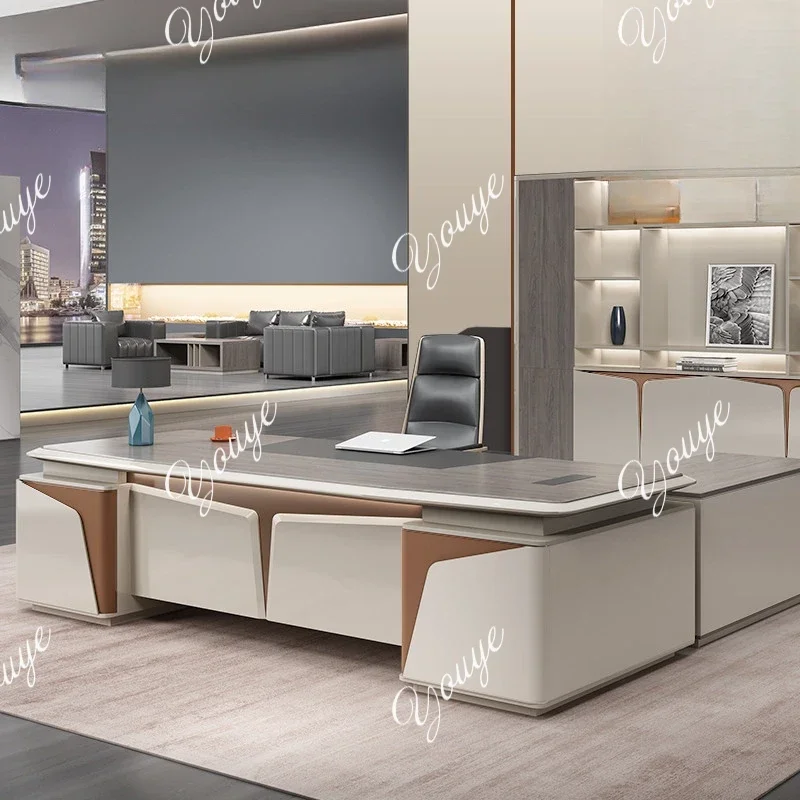 Workstation Large Office Desk Standing Aesthetic Modern Reception L Shaped Table Study Organizer Escritorio Office Furniture