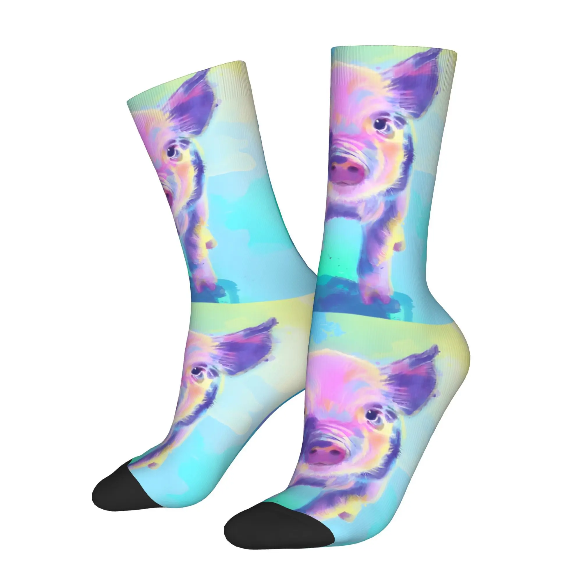 

Забавные носки для мужчин «Однажды со свиньей», хип-хоп, Харадзюку, счастливый качественный узор, носки с принтом, бесшовный подарок