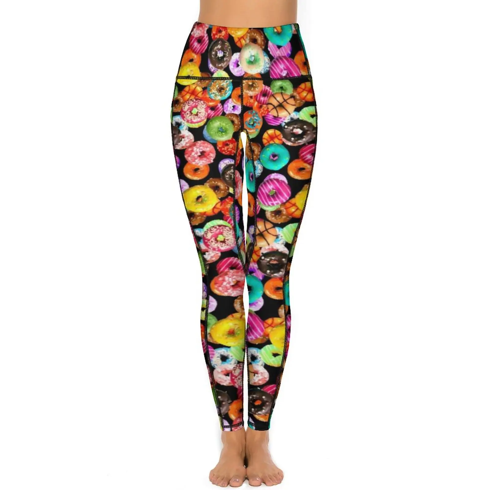 Yummy Doughnut Quality Yoga Pants Female Colorfully Food Leggings High Waist Novelty Yoga Sports Tights Stretchy Running Leggins