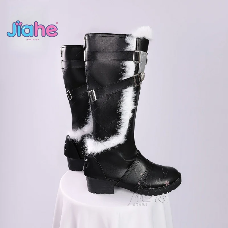 لعبة Wuthering موجات QIUYUAN تشيو يوان تأثيري أحذية هالوين كرنفال الرجال والنساء أحذية جلدية أنيقة عالية الكعب