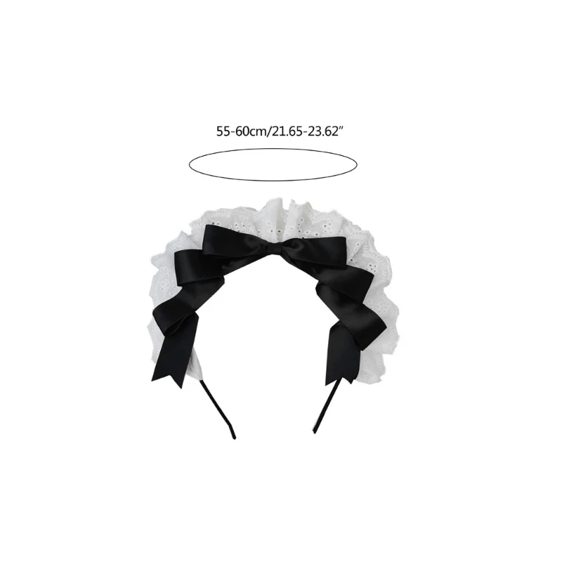 Japanese Lolita Hair Accessories Ruffled Sweet Bowknot Gothic French Maid Headband Anime Cosplay Costume Headdress