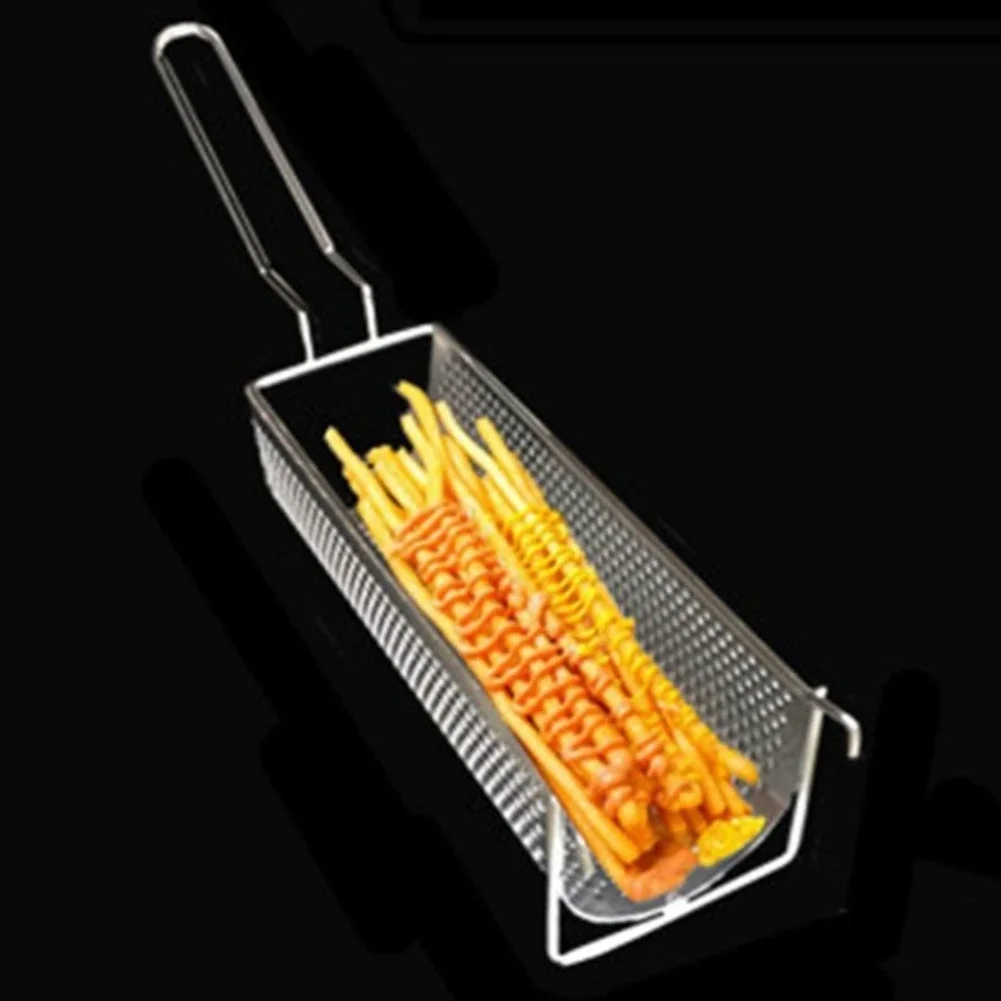 

Stainless Steel Fried Basket Long Fry Potato Chip Container Best for French Fries Potato Chip Squeezers Kitchen Tool