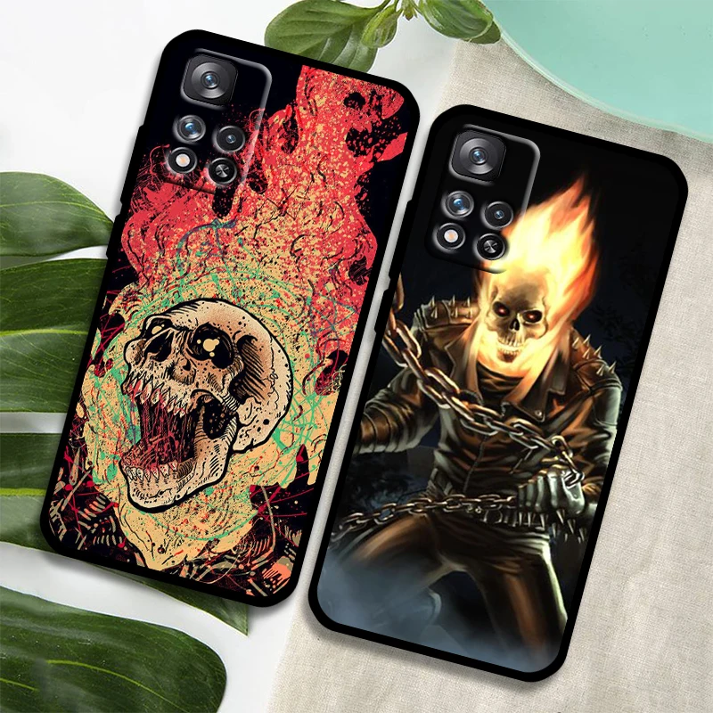 Marvel Ghost Rider For Xiaomi Redmi Note 12 11 11T 10 9 8 7 6 5 Pro 5G 4G Silicone Soft Shockproof Black Phone Case Coque Capa