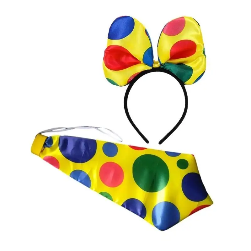 652F Gravata borboleta/gravata/faixa cabelo palhaço circo vintage unissex adereços para fotografia Halloween