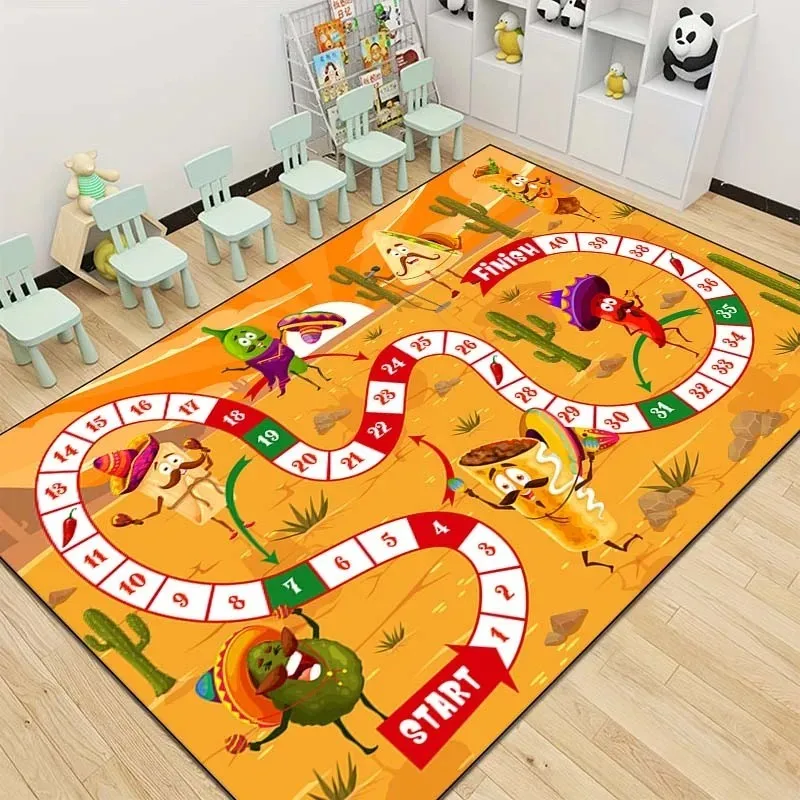 Snakes and Ladders Game Pattern Carpet Non-slip Home Living Room Sofa Area Rug Early Education Institutions Floor 