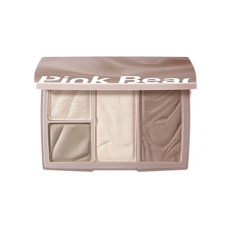 Pinkbear Matte Contour & Highlight Palette Professional Face Sculpting,Shade & Light Makeup Bronzers กันน้ําและติดทนนาน