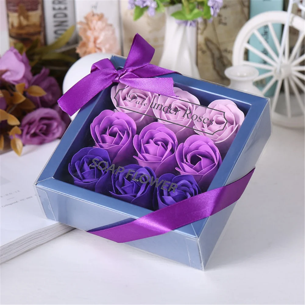 Bath Soap 9 Pcs Petals Mother's Day Anniversary Wedding Teachers' Day Birthday Her Valentine Essential Oil Rose Flower Women