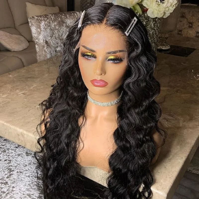 Preplucked Long 26inch Glueless Black 180Density Body Wave 5x5 Silk Base Jewish Human With BabyHair HDLace European Hair