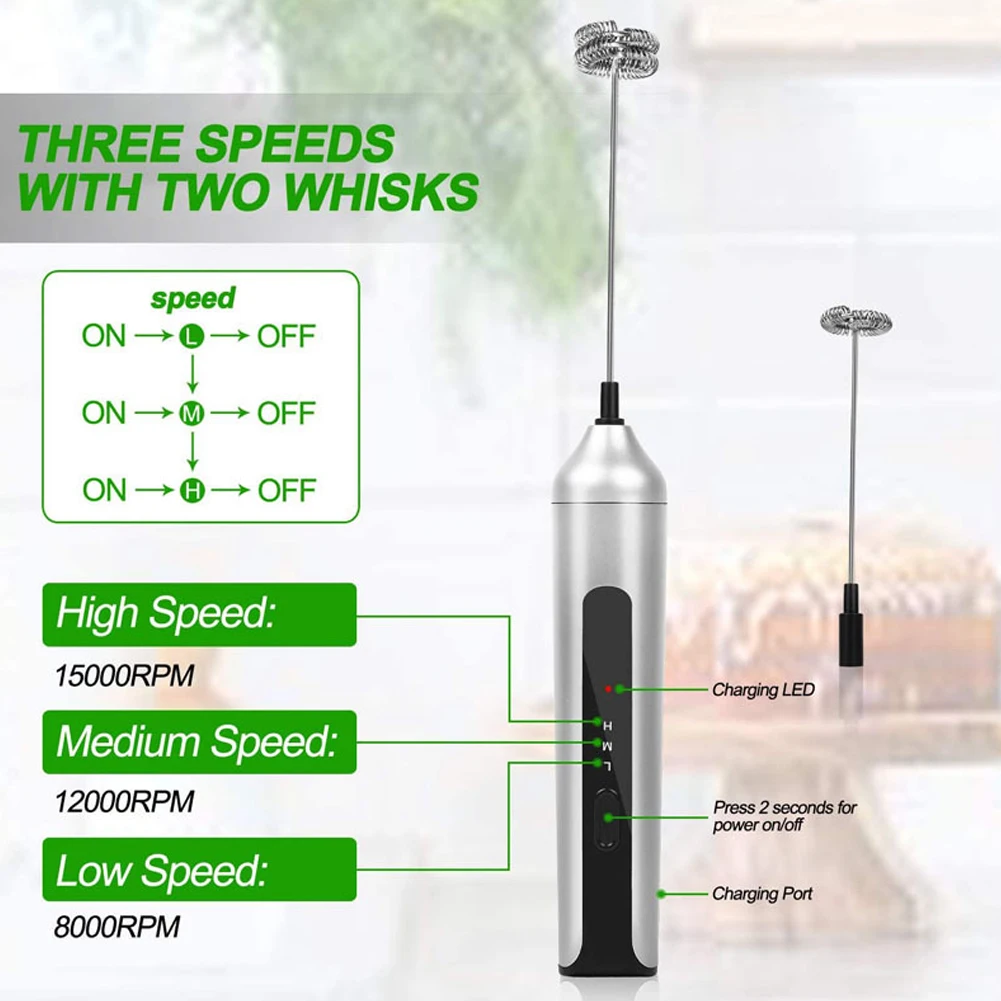 

Handheld Electric USB Charging Eggbeater Milk Frother Mixer Blender Kitchen Utensil