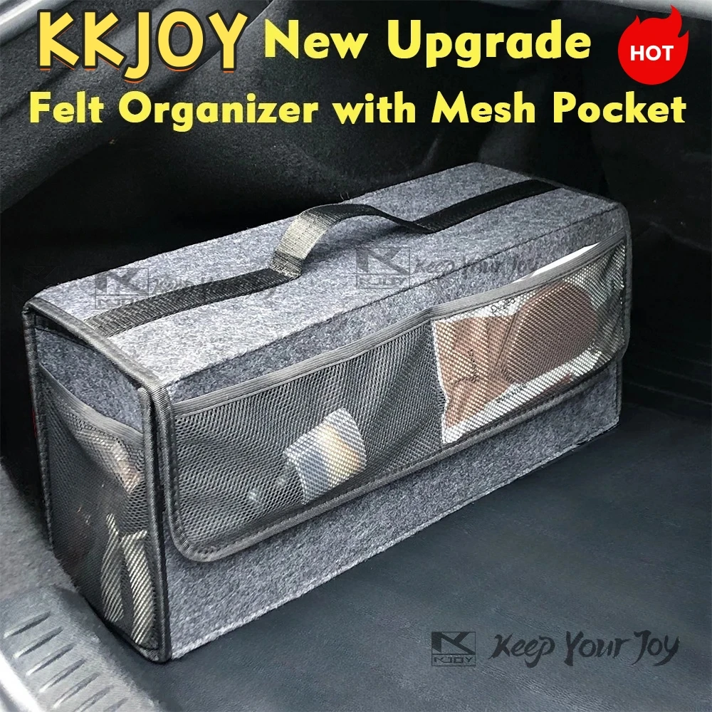 حقيبة تخزين كبيرة لأحذية السيارة، مقصورات لباد مضادة للانزلاق مع حقيبة شبكية لترقية تنظيم أدوات صندوق السيارة