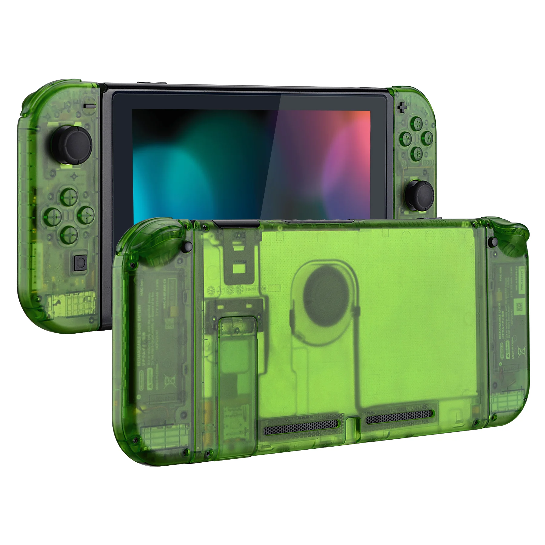 

eXtremeRate Transparent Clear Green Console Back Plate Controller Housing Shell with Buttons for Nintendo Switch Console