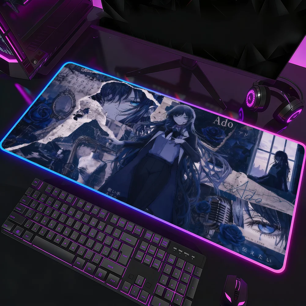 

Ado Anime Singer Mouse Pad RGB Led Gaming Bedroom Office Desk Non-Slip Mat Waterproof Large