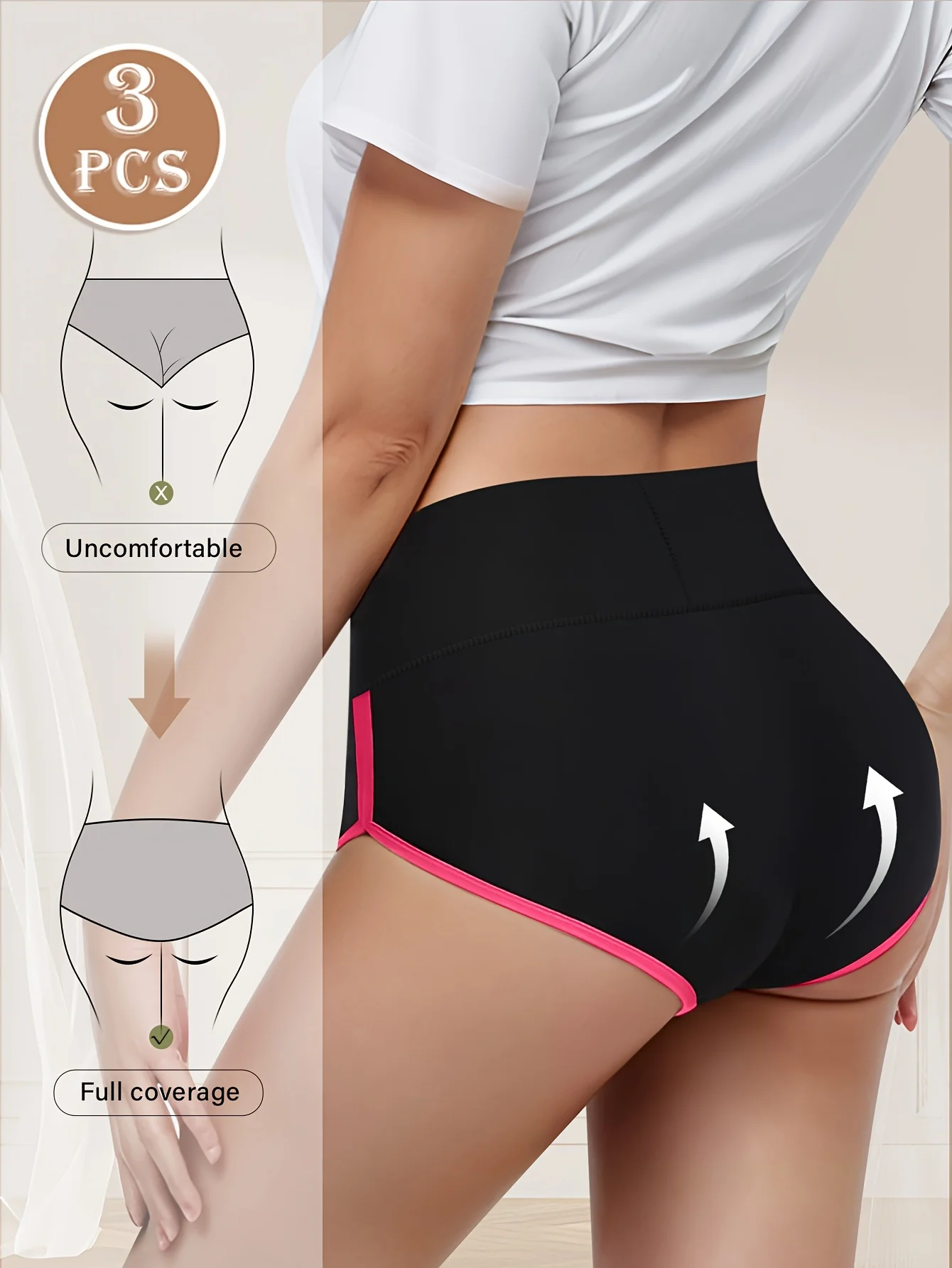 3-Pack Women's High-Waisted Tummy Control Briefs - Elegant Contrast Trim with F… - Image 2