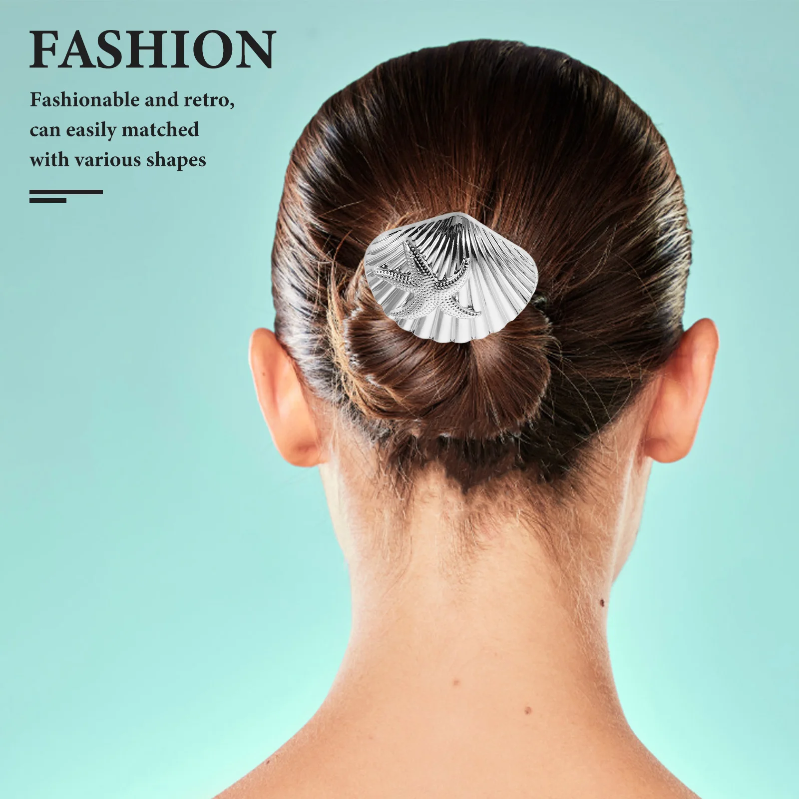 

2 Pcs Retro Hair Rope Curly Ties Elastic Accessories Seashells Ring Ocean Metal Miss