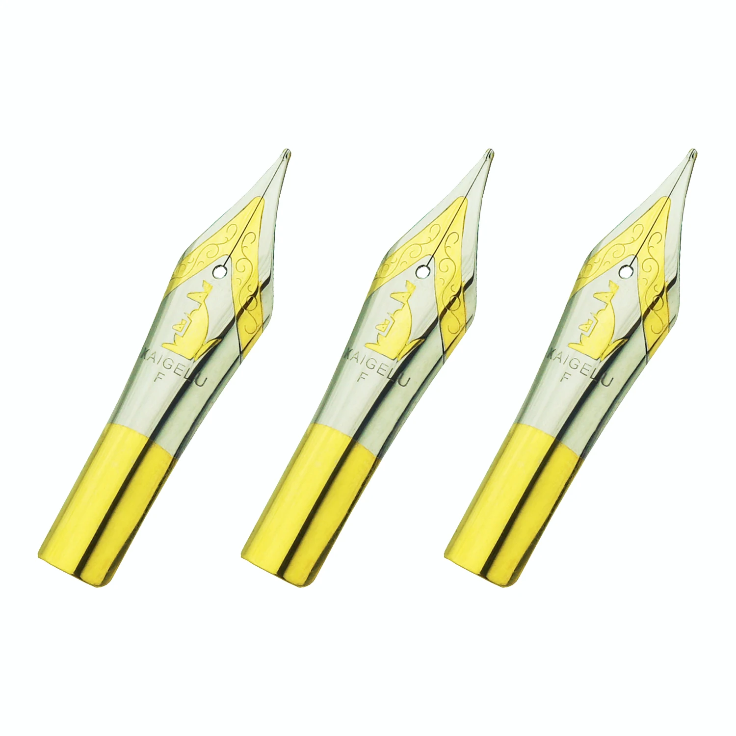 Originele 3Pcs Kaigelu Vulpen Penpunten #6 Gouden Ef/F/M Spare Nib Compatibel Met Jinhao 100, 450, Yongsheng 699, Majohn T1 C1