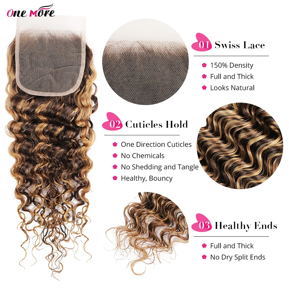 Extensiones de cabello humano rizado con cierre, extensiones de ondas profundas con cierre, 5x5, 3/4 unidades