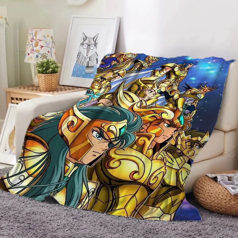 Knights of The Zodiac Cartoon Sofa Blanket Luxury Cover Blankets for Adults Bed Plaid Cobija Bedspreads Bedspread Throw Nap Hair