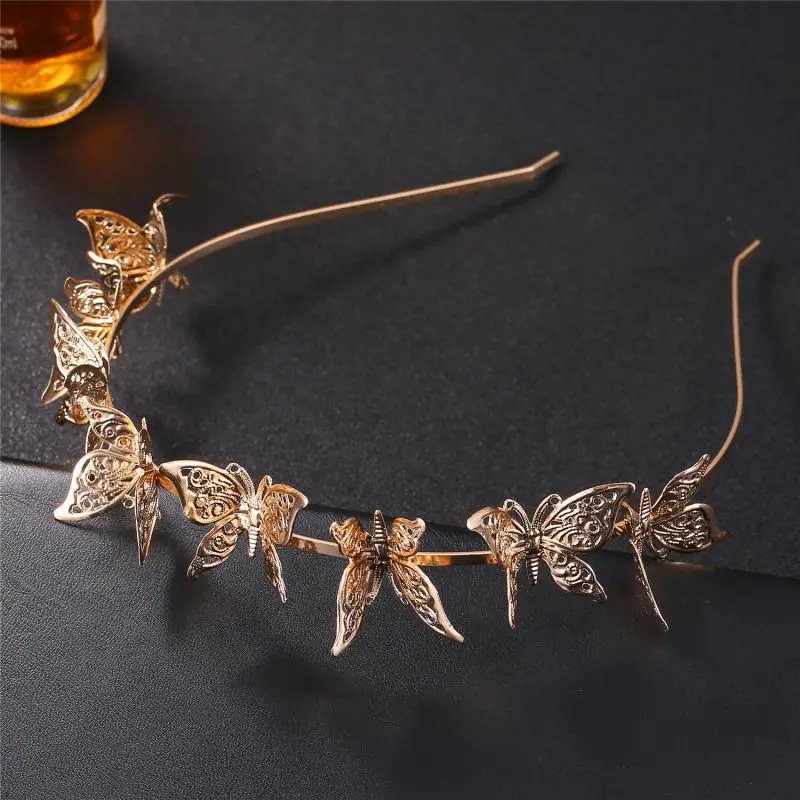 Deluxe butterfly hair bands women\'s vintage hair bands headbands bridal bridesmaid headdress metal crown hair bands