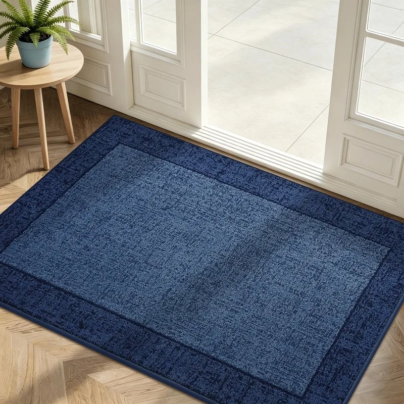 Solid Border Doormat Simple Textured Indoor Floor Rug Entryway Carpet Low‑Profile Area Mat for Hallway Kitchen Home Decor