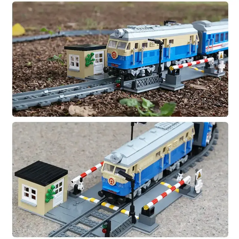 MOLD KING 12022 World Railway DF4B locomotora diésel tren ladrillos construcción técnica RC pista eléctrica juguetes regalo de Navidad niños