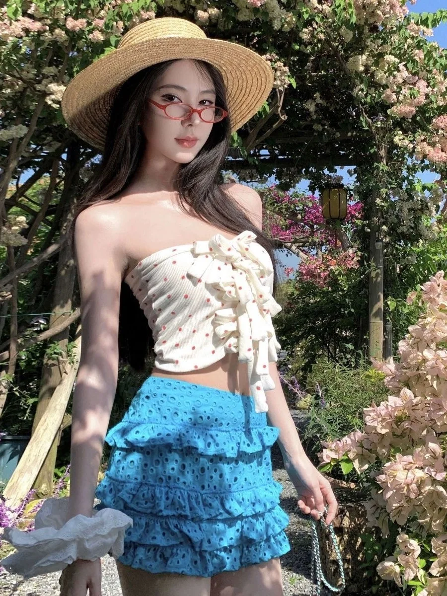 

Women's Bikini Swimwear Polka Dot Tankini Tee-Piece Set Slimming Holiday Sle Hot Spring Beach Sexy Coast Time Brand