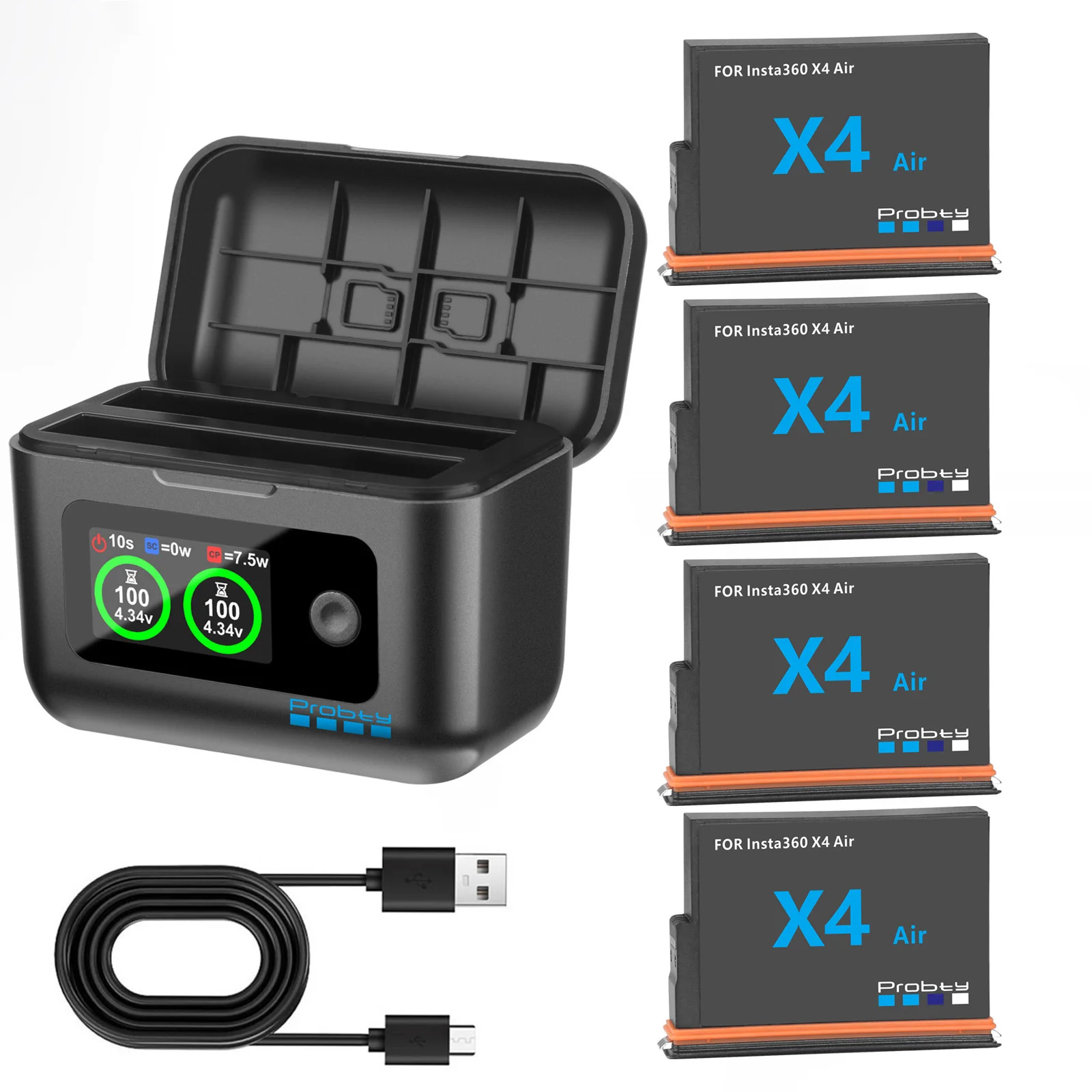 Vervangende accu voor Insta360 X4 Air 2100mAh/ Snelle oplader voor Insta 360 X4 Air action camera accessoires