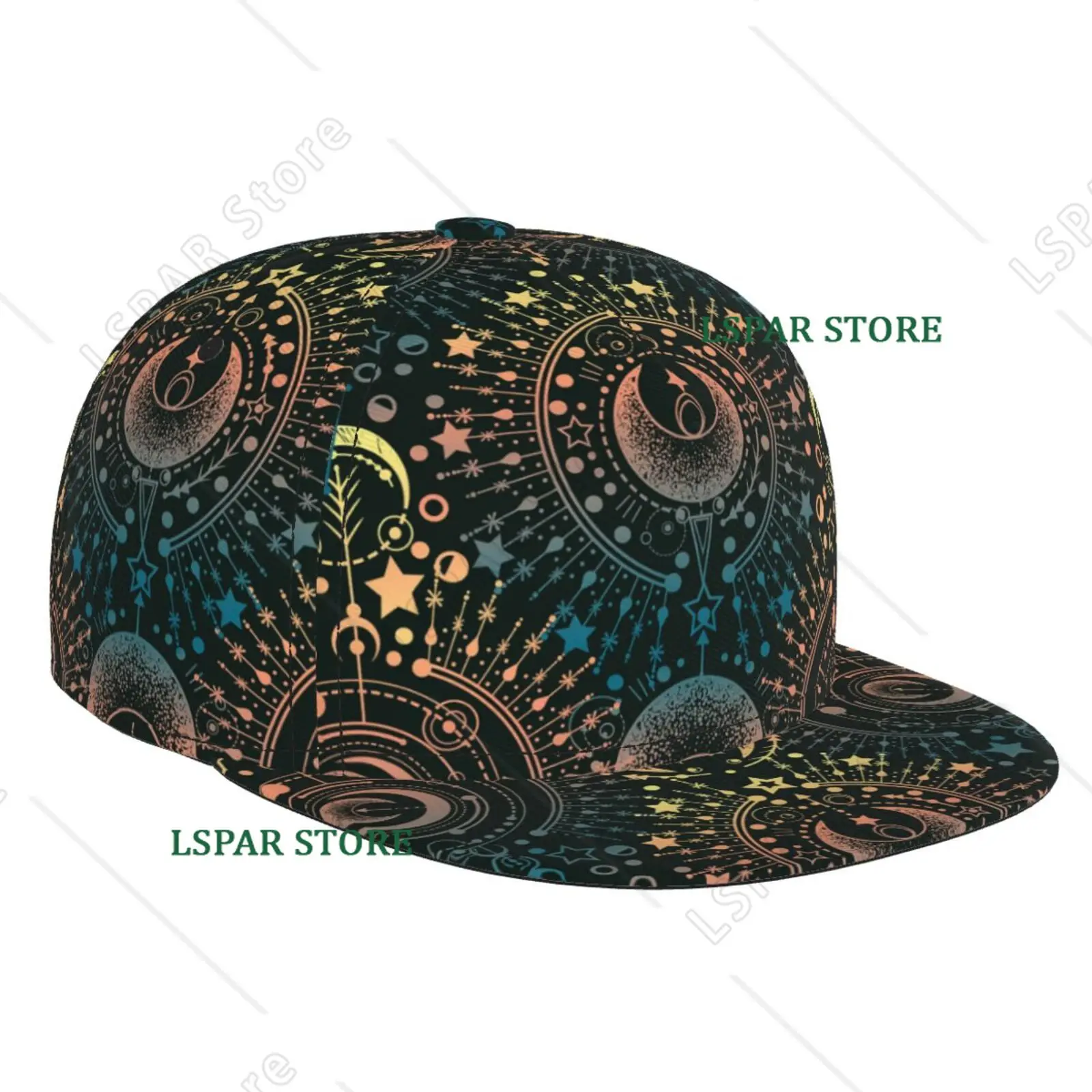 Magic Astrology Moon Stars Flat Brimmed Hat Street Skateboarding Hip Hop Hat Outdoor Leisure Sunshade Baseball Hat Universal