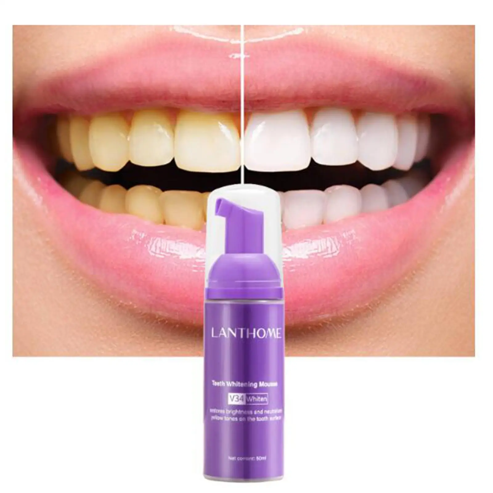 4xTeeth Whitening Mousse Foam Toothpaste Refreshing Breath to Use 50ml