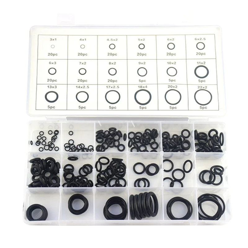 225pcs Black Rubber Assorted O-Rings Sealing Rings for Machines Connectors Plumbing &Auto Repair Tool Quick Repair Dropship