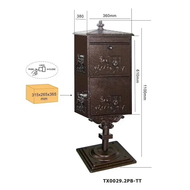 The parcel letter storage box belongs to the villa household mailbox TX0029.2PB-TT