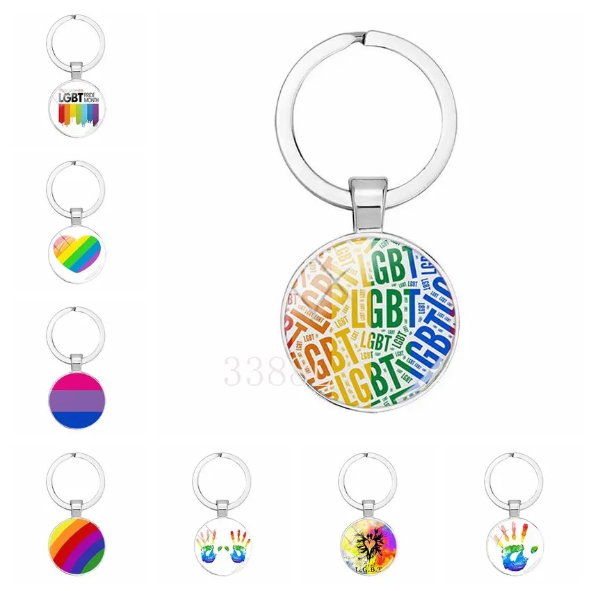 Popular Jewelry Dome Glass Keychain LGBT Theme Lesbian Gay Bisexual Transgender Alloy Accessories Gift
