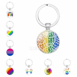 Popular Jewelry Dome Glass Keychain LGBT Theme Lesbian Gay Bisexual Transgender Alloy Accessories Gift