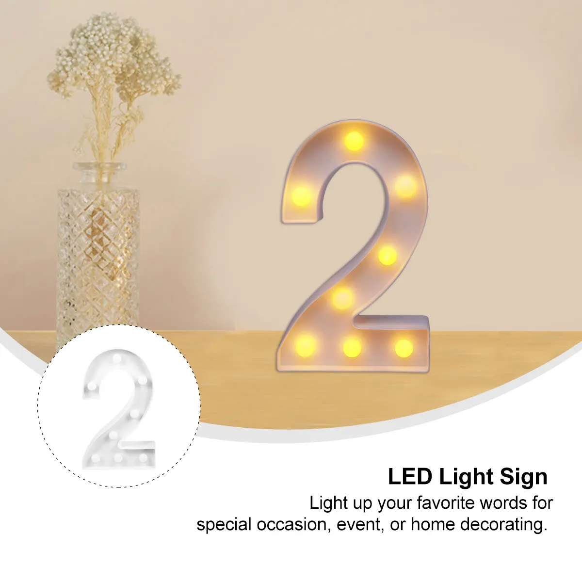 

1Pcs LED Marquee Number Light Sign Night Light Up High Brightness Decorative Operated for Wedding Birthday Party Home