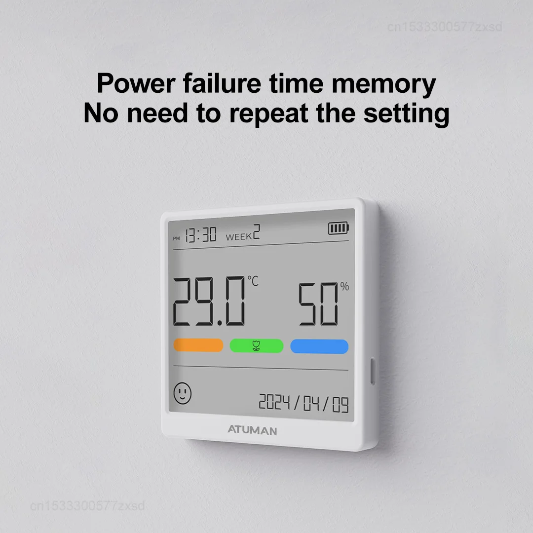 DUKA THSE Misuratore di umidità della temperatura Orologio da interno Sensore di stazioni meteorologiche digitali ad alta precisione per la casa Tipo-C ricaricabile