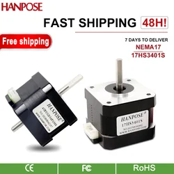 HANPOSE1.8 Degree Nema 17 Stepper Motor 1.3A 28N.cm 4 Leads 17HS3401S-D 42BYGH34 CNC Worm Gear Edger Parts 3D Printer 12V