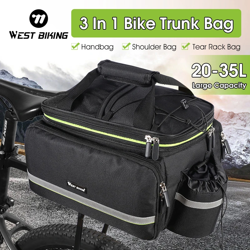 WEST BIKING-bolsa impermeable para bicicleta de montaña, doble cara, 20-35L, gran capacidad, 3 en 1, maletero trasero, bolsa portaequipajes para bicicleta de montaña