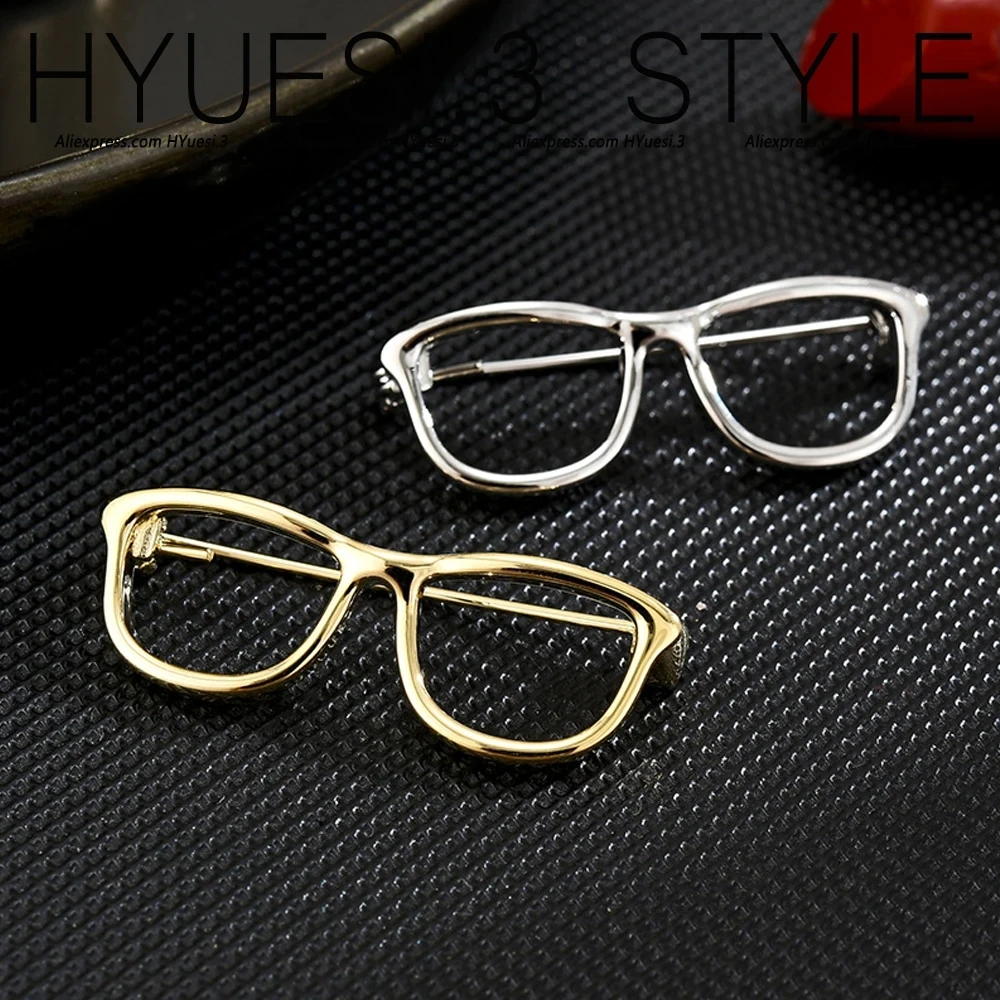 Classic Glasses Frame Shaped Brooch Metal Badge Collar Pin Women Men Backpack Clothing Jackets Hat Decoration Accessories