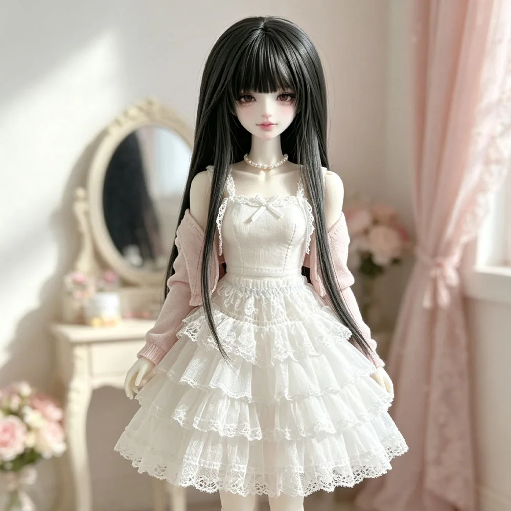 Kawaii New Model Bhd Doll Wig Black Long Straight Hair Wig High Temperature Fiber 1/3 1/4 1/6 Toy Bhd Doll Accessories No Doll