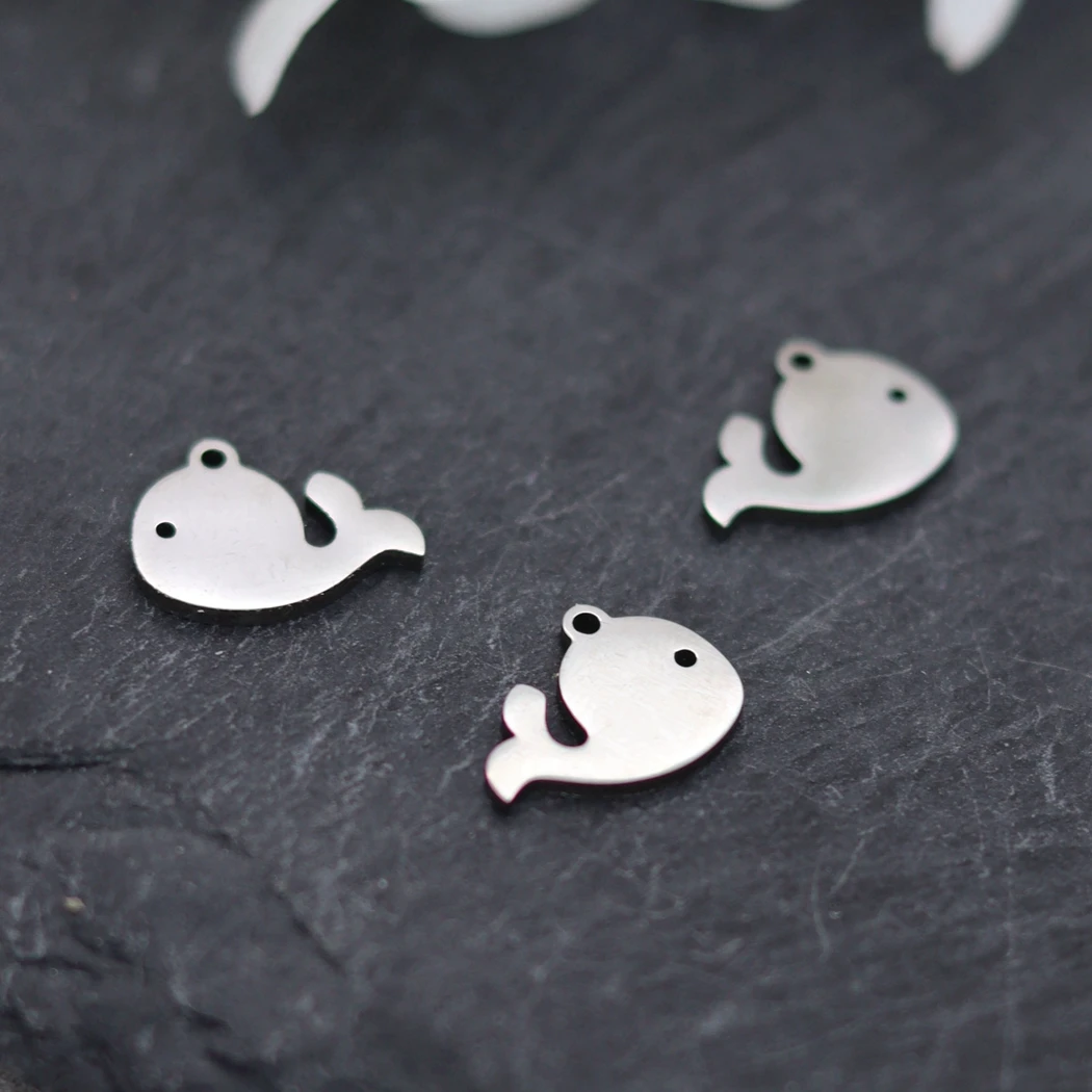 3pcs Sea Whale Fish Charms Stainless Steel Charms For Necklace Bracelets Earrings DIY Craft Small Dolphin Pendant